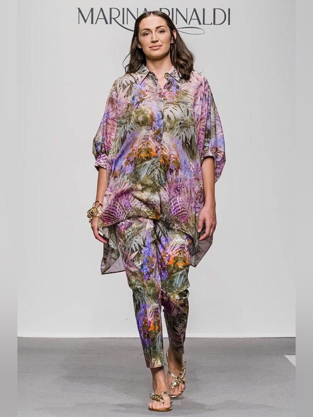 Marina Rinaldi MEDIUM oversized semi sheer lightweight cotton colorful tunic